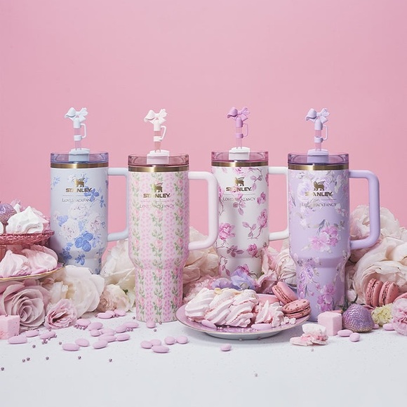 STANLEY x LoveShackFancy 40 Oz Quencher Cup Happy thoughts purple lavender print - Picture 9 of 11